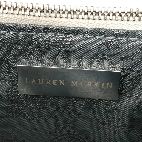 LAUREN MERKIN June Triangle Magnetic Perforated Laser Cut Gray Clutch Purse - Picture 10 of 11